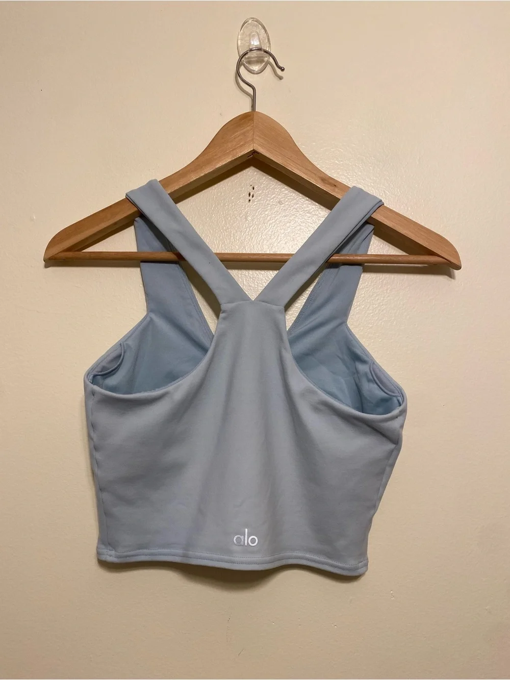 ALO Yoga Blue Crossback Cropped Bra Top. Size S